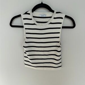 Cropped White and Black Striped Women's Top